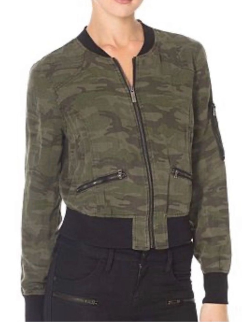 Sanctuary {from Anthropologie} Cotton Camo Bomber Jacket — Size Medium